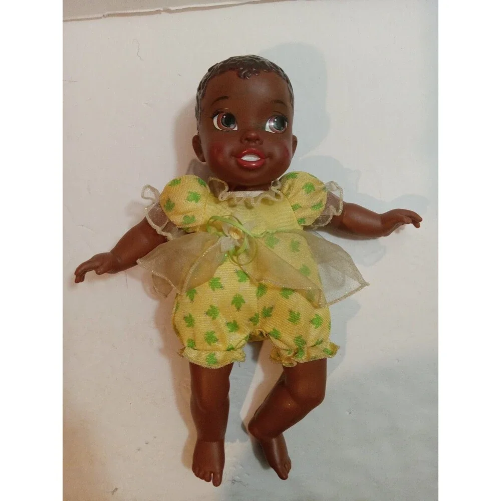 Disney Princess & Frog Black Baby Doll Soft Body Molded Hair Yellow Outfit